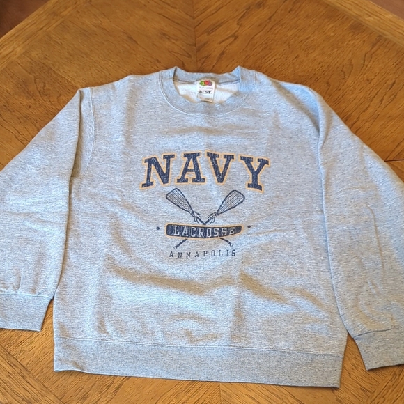 Fruit of the Loom Other - Gray Naval Academy Lacrosse Crewneck Sweatshirt
